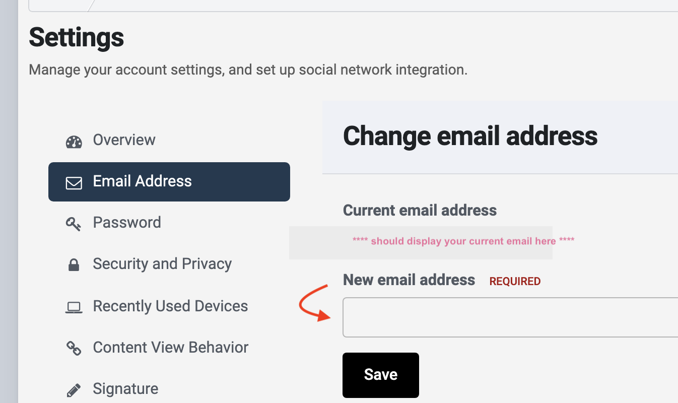 Can't change email address Forum Software Support Questions