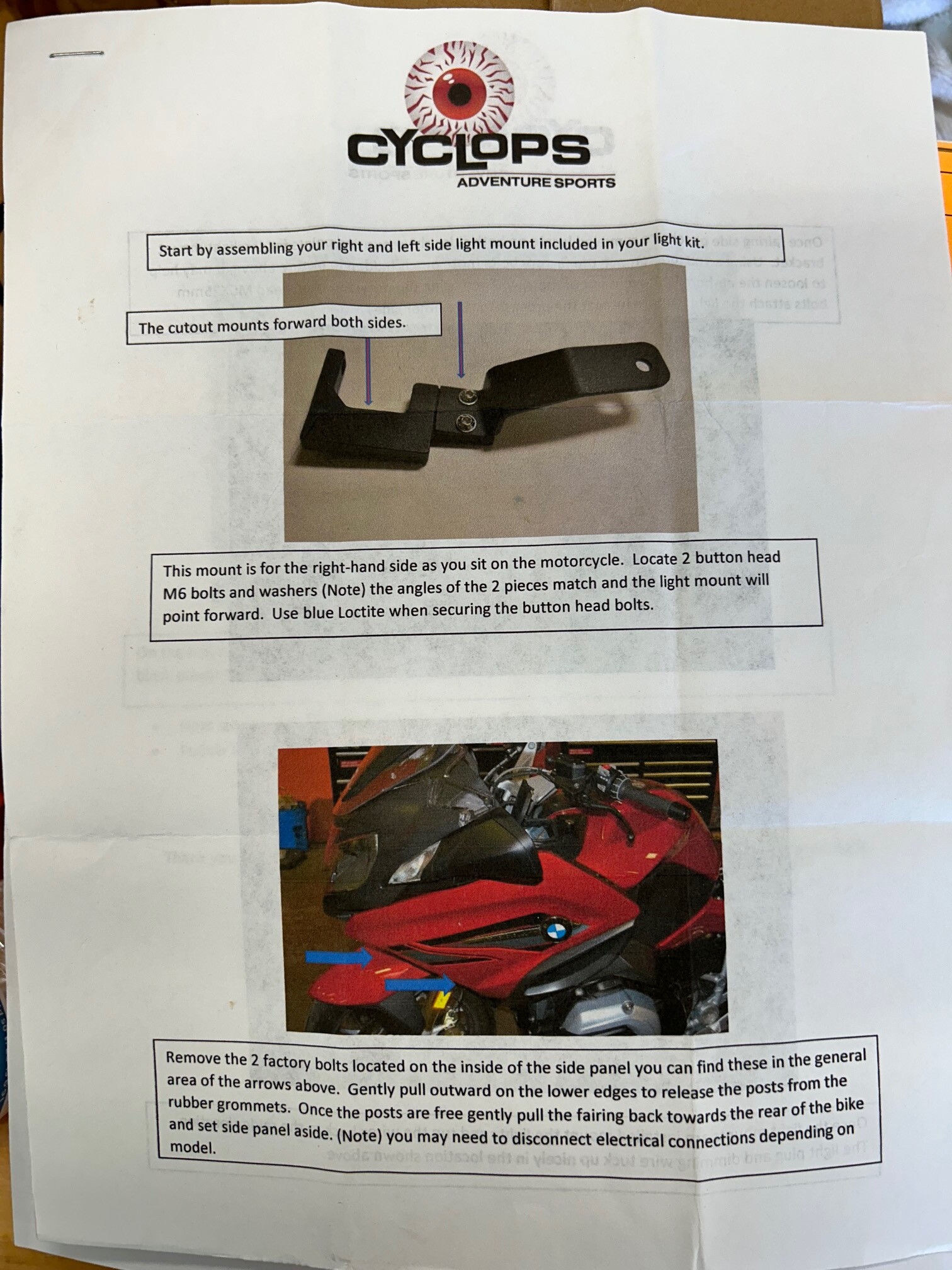 SOLD Cyclops Aux Light Mounts for R1200RTW and Early R1250RT - Parts ...